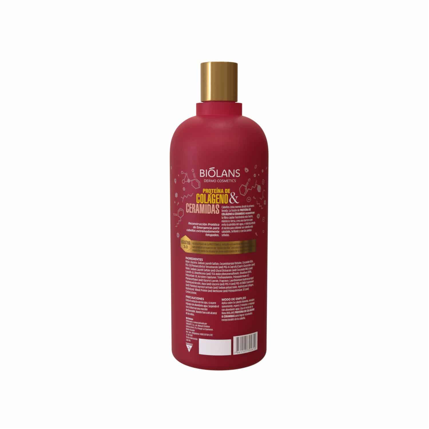 Shampoo De Cabello Proteína de Colágeno & Ceramidas BIÓLANS 750 Ml - Imagen 2