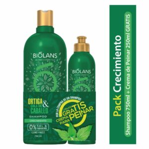 Pack Shampoo Ortiga & Cola de Caballo + Crema Para Peinar BIÓLANS 750 Ml + 250 Ml