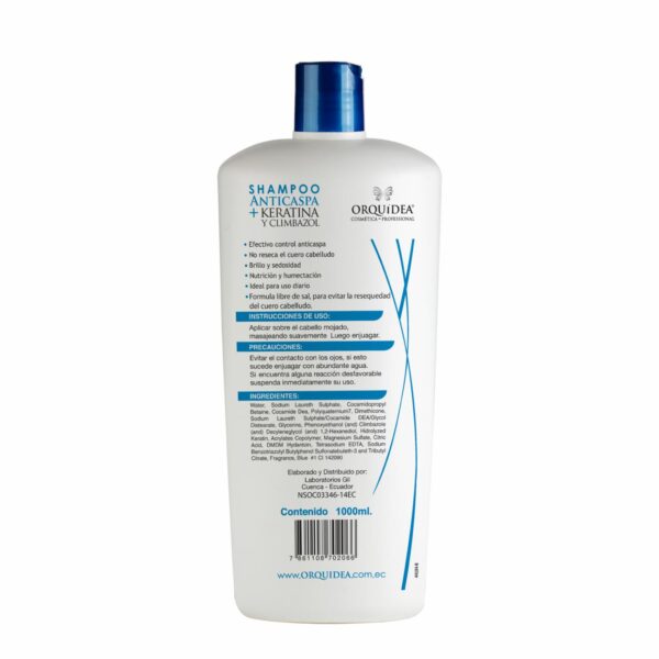 Shampoo Capilar Anticaspa + Keratina Libre De Sal ORQUÍDEA 1000 Ml - Imagen 2
