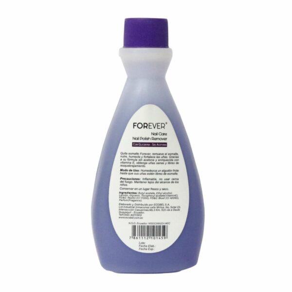 Quita Esmalte Con Glicerina Hidratante FOREVER 120 Ml - Imagen 2