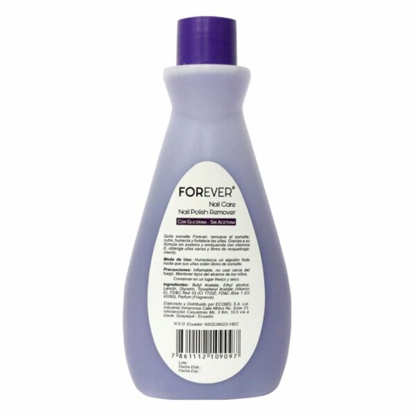 Quita Esmalte Con Glicerina Hidratante FOREVER 280 Ml - Imagen 2