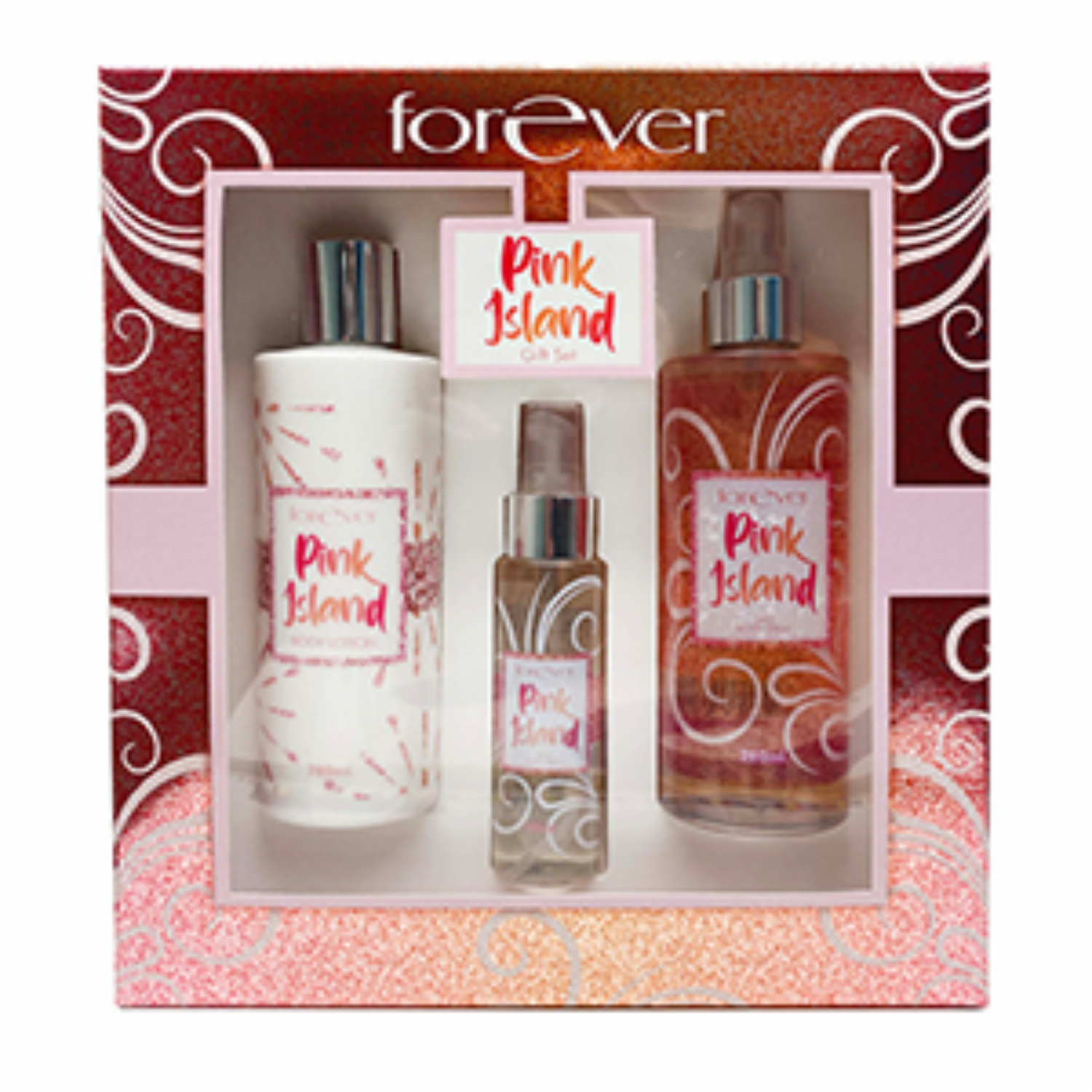Set Para Dama Pink Island + Body Lotion FOREVER Unidad
