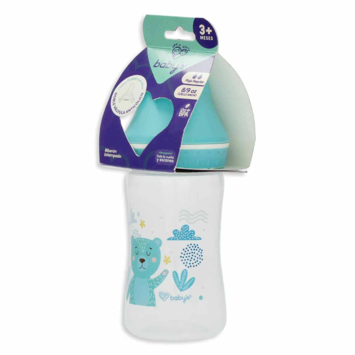 Biberón Infantil Estampado De Cuello Ancho 8 Onzas BABY’S Unidad