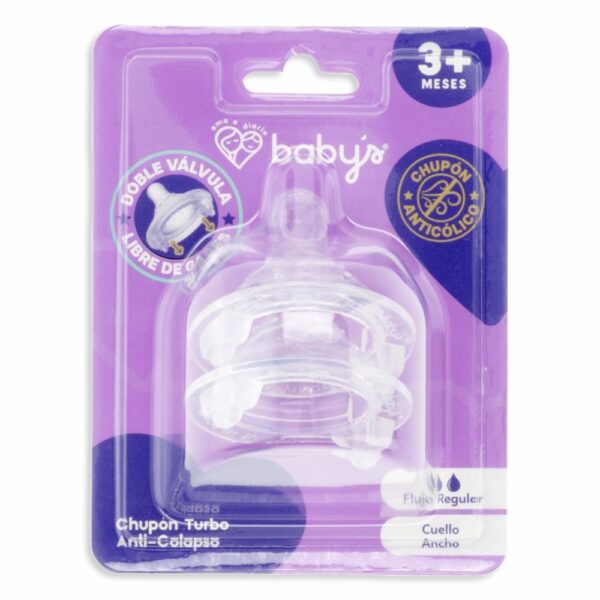 Chupón Sil Turbo Anti colapso Cuello Ancho Flujo Rx2 BABYS Unidad