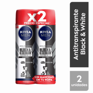 Desodorante En Spray Para Caballero Invisible Black & White NIVEA MEN Pack X2 X 150 Ml
