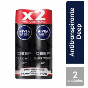 Desodorante En Spray Para Caballero Con Carbón Activado Dark Wood NIVEA 2 X 300 Ml