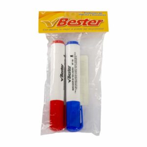 Marcador Para Pizarra Colores Azul Con Rojo BESTER X2 Uds