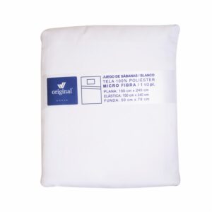 Sábanas Microfibra Twin Blanca LA ORIGINAL 1 1/2 Plazas