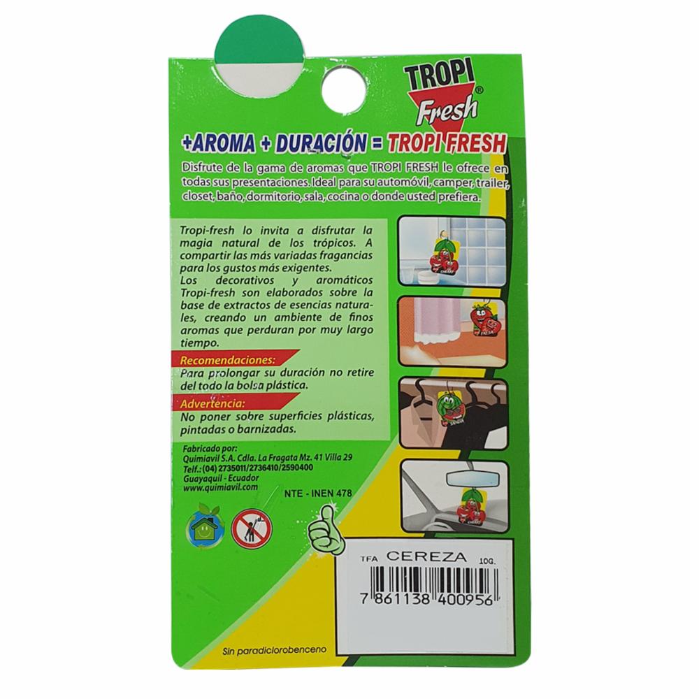 Ambiental Para Auto Con Colgador Aroma Cereza TROPI FRESH 10 G - Imagen 4