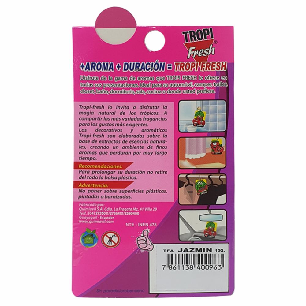 Ambiental Para Auto Con Colgador Aroma Jazmín TROPI FRESH 10 G - Imagen 4