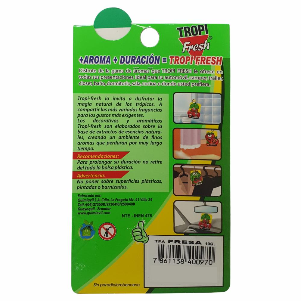 Ambiental Para Auto Con Colgador Aroma Fresa TROPI FRESH 10 G - Imagen 4