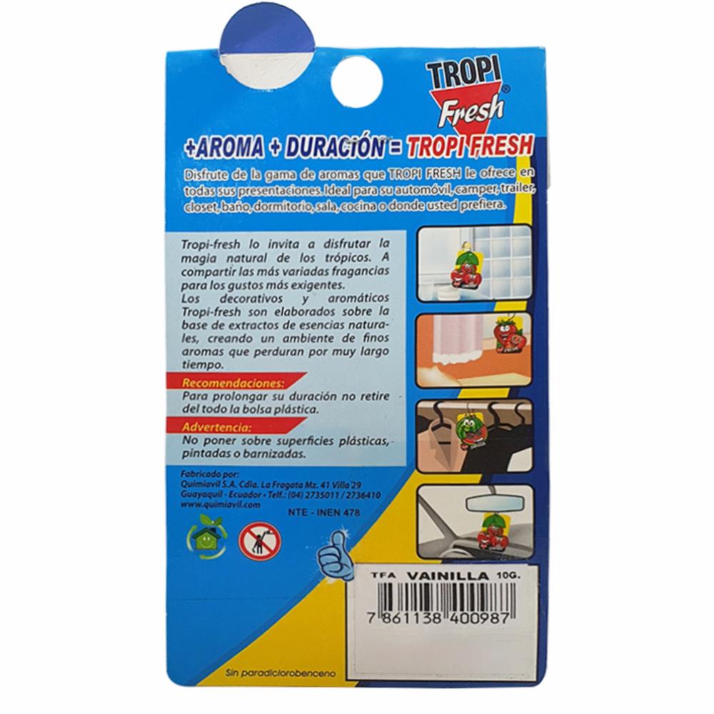Ambiental Para Auto Con Colgador Aroma Vainilla TROPI FRESH 10 G - Imagen 4