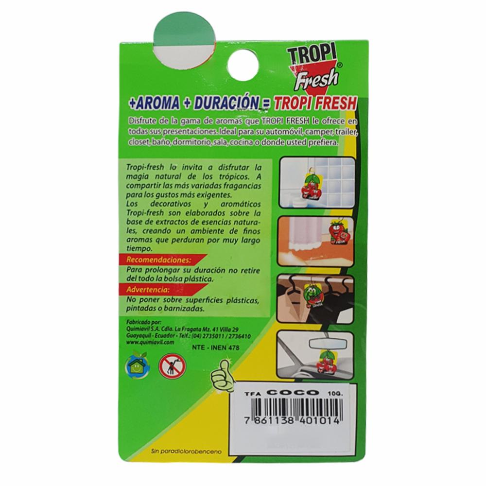 Ambiental Para Auto Con Colgador Aroma Coco TROPI FRESH 10 G - Imagen 4