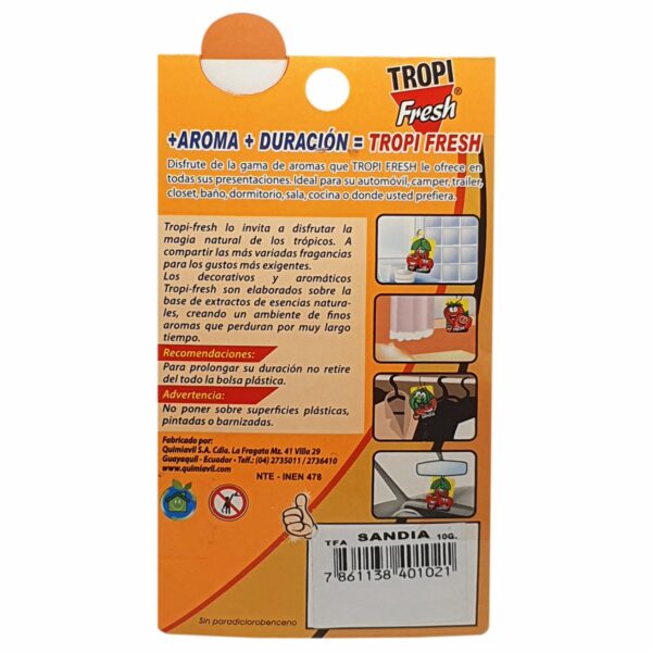 Ambiental Para Auto Con Colgador Aroma Sandía TROPI FRESH 10 G - Imagen 4