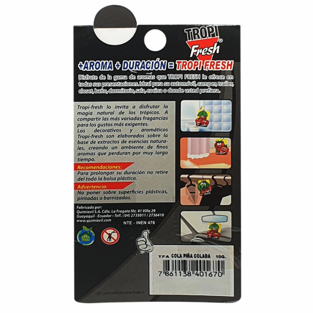 Ambiental Para Auto Con Colgador Aroma Piña Colada TROPI FRESH 10 G - Imagen 4