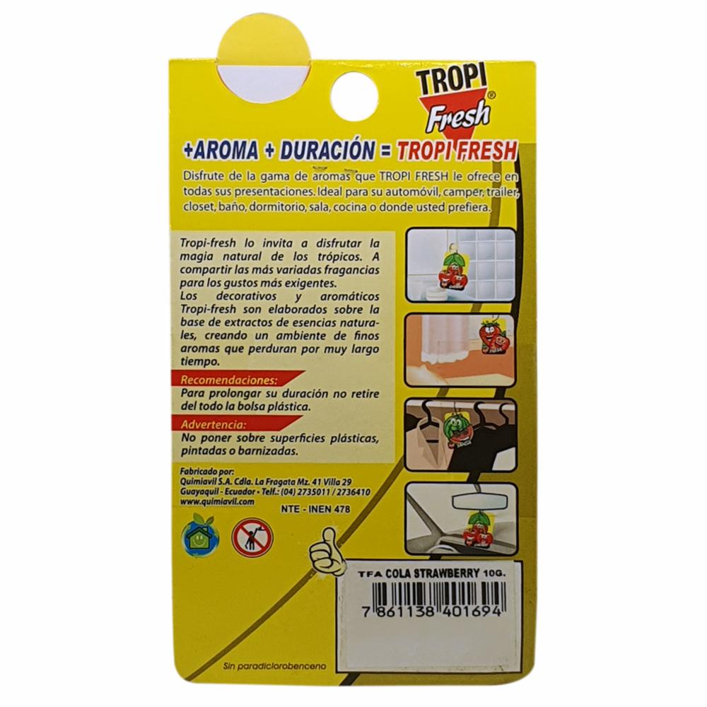 Ambiental Para Auto Con Colgador Aroma Fresa TROPI FRESH 10 G - Imagen 4