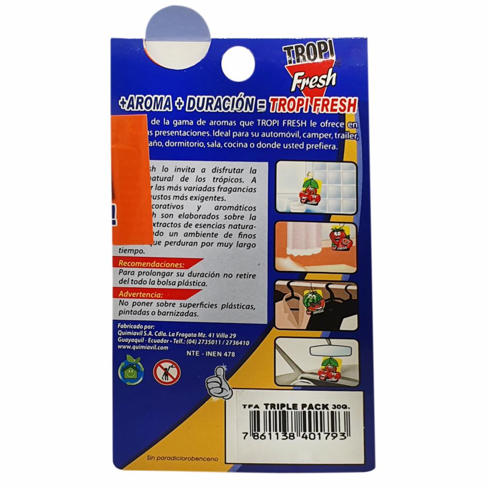 Ambiental Para Auto Con Colgador Diseño Carro TROPI FRESH 3 X 10 G - Imagen 4