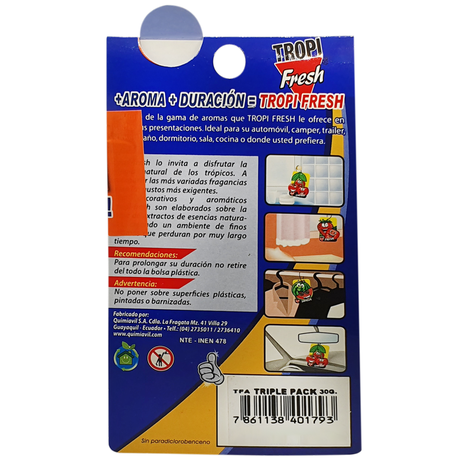 Ambiental Para Auto Con Colgador Diseño Carro TROPI FRESH 3 X 10 G