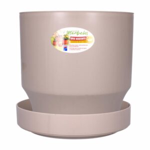 Macetero Grande Marbelo Taupe Con Base PLAPASA Grande