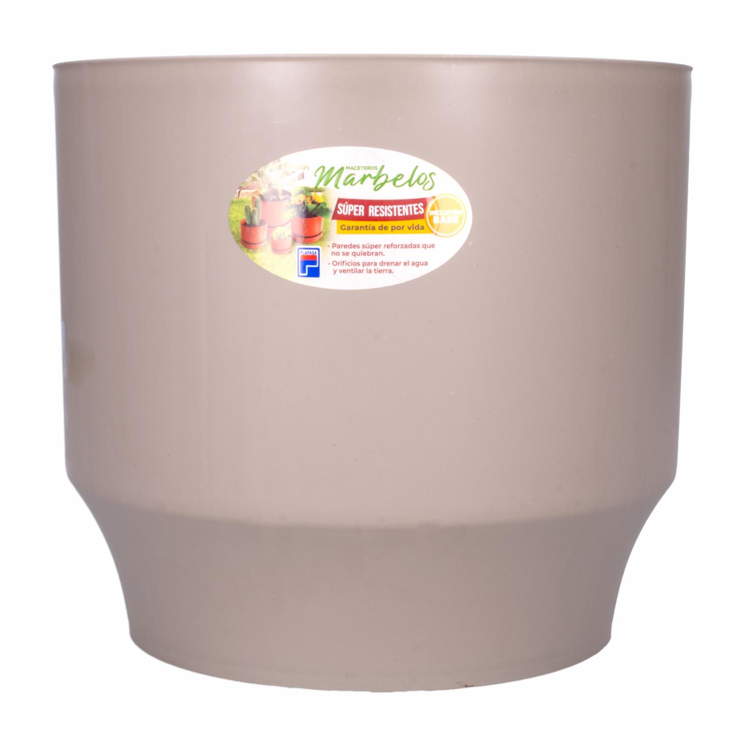 Macetero Grande Marbelo Taupe Con Base PLAPASA Grande - Imagen 2