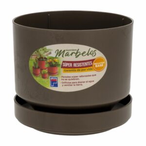 Macetero Mini Marbelo Moka Con Base PLAPASA Unidad