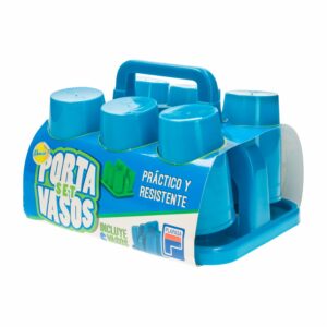 Set Vasos Medianos Con Portavasos PLAPASA x 6 Piezas