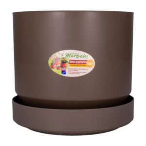Macetero Grande Marbelo Color Moka Con Base PLAPASA Grande
