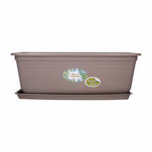Macetero Rectangular Bajo Taupe Con Base PLAPASA Mediano