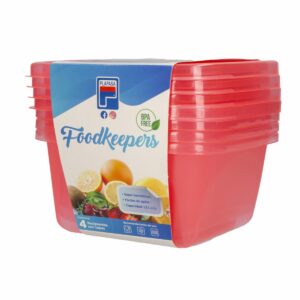 Set Reposteros Foodkeepers Con Tapa Rojo Laser  Viva Color PLAPASA 1,2 Litros X 4