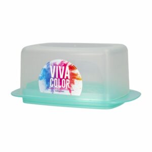 Quesera Mantequillera Reversible Verde Perlado Viva Color PLAPASA 21.5X14X9 CM