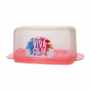 Quesera Mantequillera Reversible Rojo Laser Viva Color PLAPASA 21.5X14X9 CM
