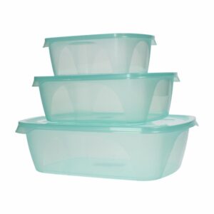 Set Reposteros Rectangular Foodkeepers Con Tapa Verde Perlado PLAPASA 3 Piezas