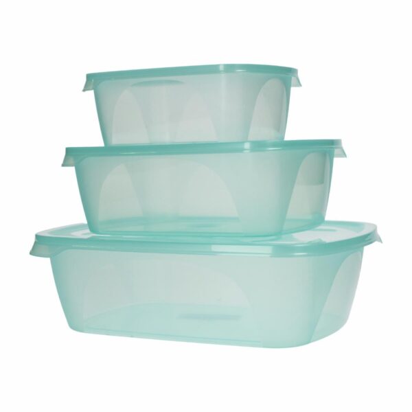 Set Reposteros Rectangular Foodkeepers Con Tapa Verde Perlado PLAPASA 3 Piezas