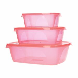Set Reposteros Rectangular Foodkeepers Con Tapa Rojo Laser PLAPASA 3 Piezas