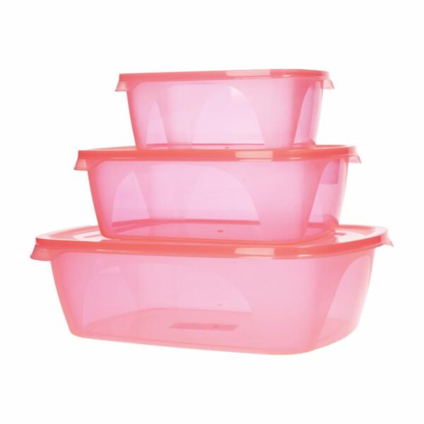Set Reposteros Rectangular Foodkeepers Con Tapa Rojo Laser PLAPASA 3 Piezas