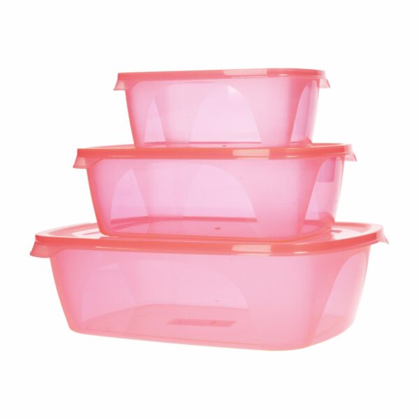 Set Reposteros Rectangular Foodkeepers Con Tapa Rojo Laser PLAPASA 3 Piezas