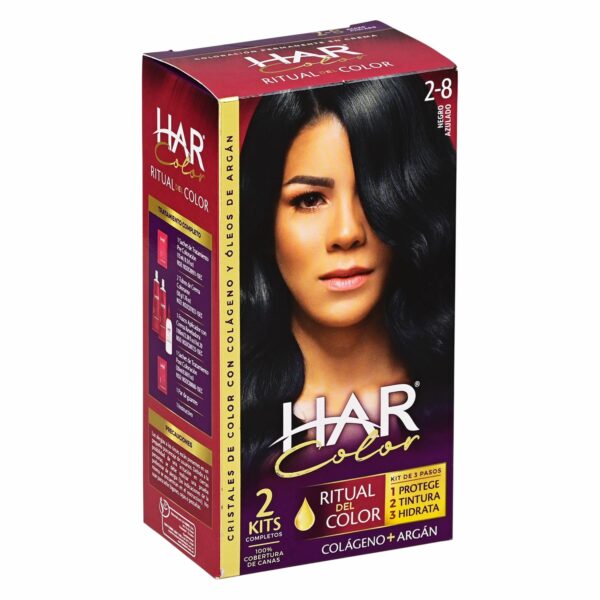 Tinte De Cabello Color Negro Azulado 2-8 HAR 100 G