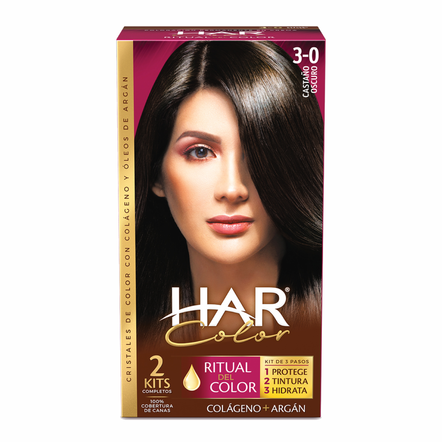 Tinte De Cabello Color Castano Oscuro 3-0. HAR 100 G - Imagen 2
