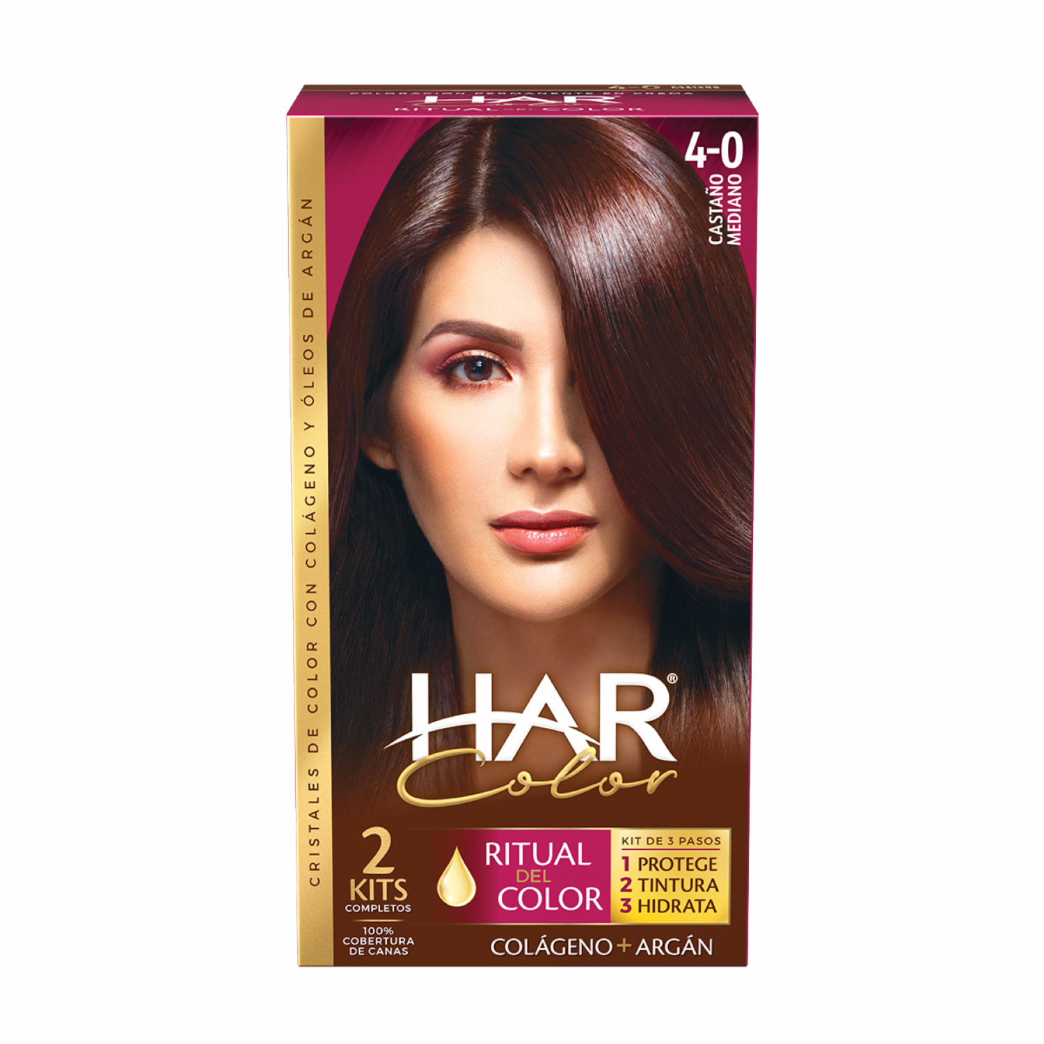 Tinte De Cabello Color Castano Mediano 4-0 HAR 100 G - Imagen 2