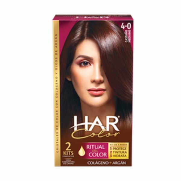 Tinte De Cabello Color Castano Mediano 4-0 HAR 100 G