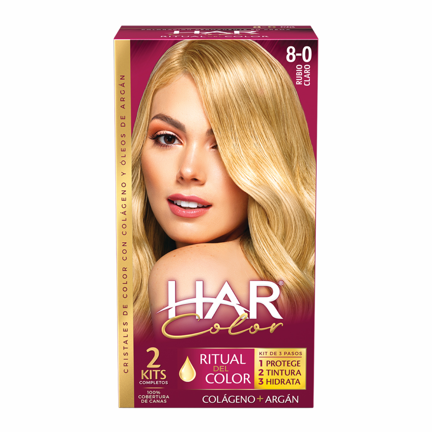 Tinte De Cabello Color Rubio Claro 8-0 HAR 100 G - Imagen 2