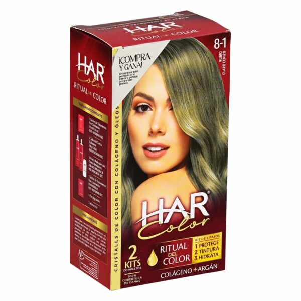 Tinte De Cabello Color Rubio Claro Cenizo 8-1 HAR 100 G