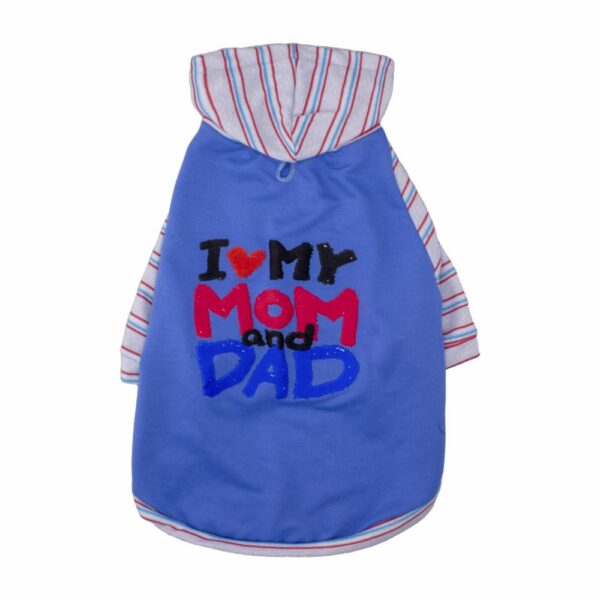 Ropa Para Perros Diseño I Love Mom & Dad Hoodie THE PET FACTORY Talla Grande