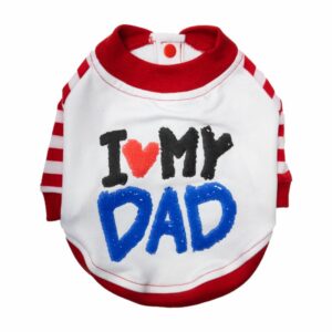 Ropa Para Perros Chompa Rayita Diseño I Love Dad THE PET FACTORY Talla Extra Extra Pequeño