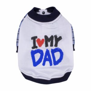 Ropa Para Perros Chompa Rayita Diseño I Love Dad THE PET FACTORY Talla Extra Pequeño