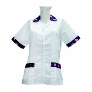 Chaqueta De Uniforme Lady Flor Blanco Con Morado Manga Corta EL UNIFORME