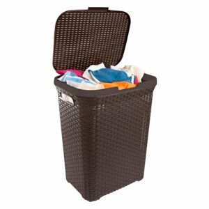 Cesto Ratán Cuadrado Café Con Tapa CASA PICA 40 X 34,5 X 55,5 Cm