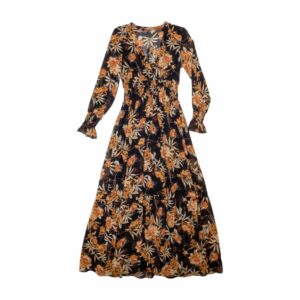 Vestido Largo Estampado Negro TREND & STYLE