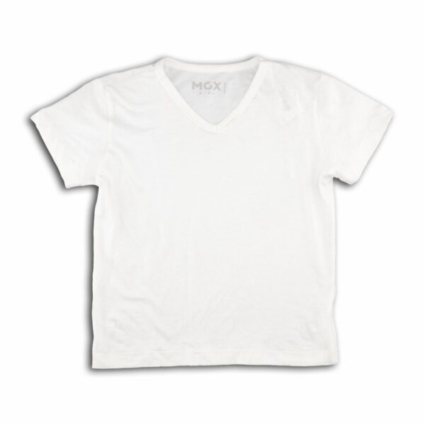 Camiseta Manga Corta Cuello En V Blanco MGX KIDS Talla 6