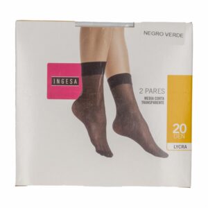 Medias Cortas Lycra Transparente Negro Verde 20 Den INGESA